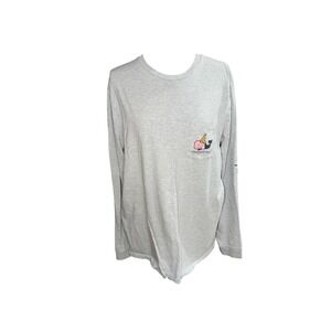 Vineyard Vines Mens Large Long Sleeve Pocket T-Shirt Heather Grey Party Whale